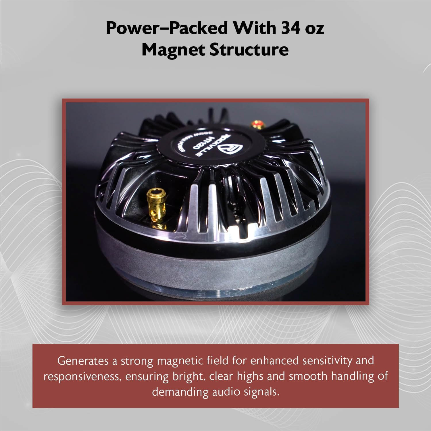 HT120 Titanium Compression Tweeter, 2″ Voice Coil, 360W, 8 Ohms, Aluminum Horn,