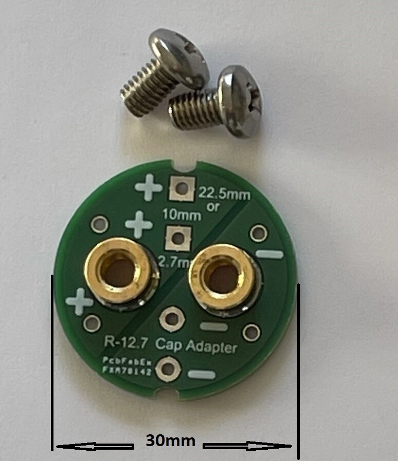 Capacitor Adapter 22.5mm or 10mm to 12.7mm (.5″) screw studs *PAIR*