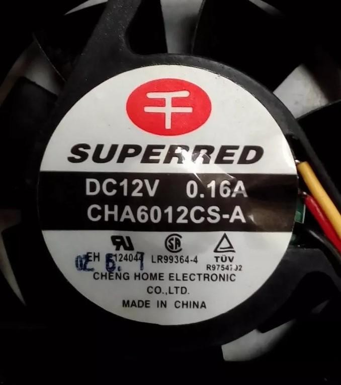 Lot of 2 SUPERRED Cooling Fans CHA6012CS-A DC12V 0.16A 3wire 3pin