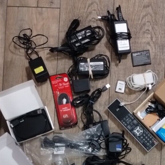 Lot Random Tech Box – Electronics Cables Chargers Cases Power IPad Amplifier etc