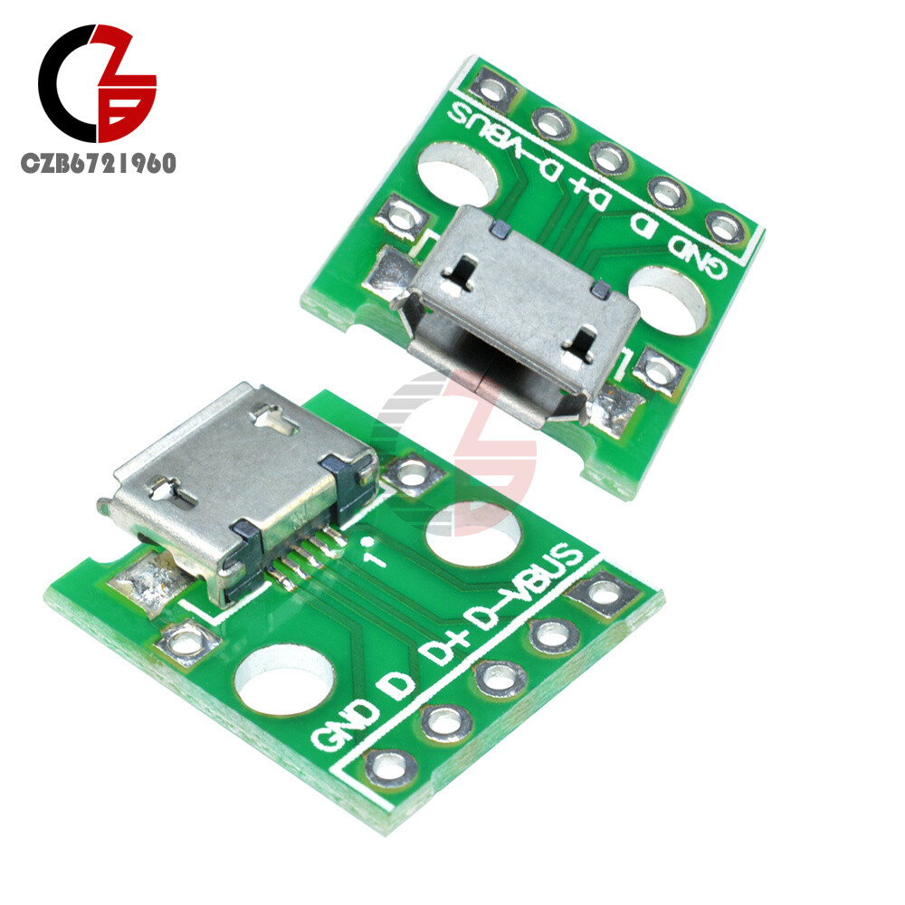 5pcs MICRO Female USB to DIP Adapter Converter for 2.54mm PCB Board DIY Power