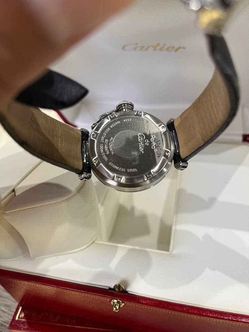 CARTIER Watch Pasha 2324 Leather Stainless Steel Case Diameter 36mm Automatic