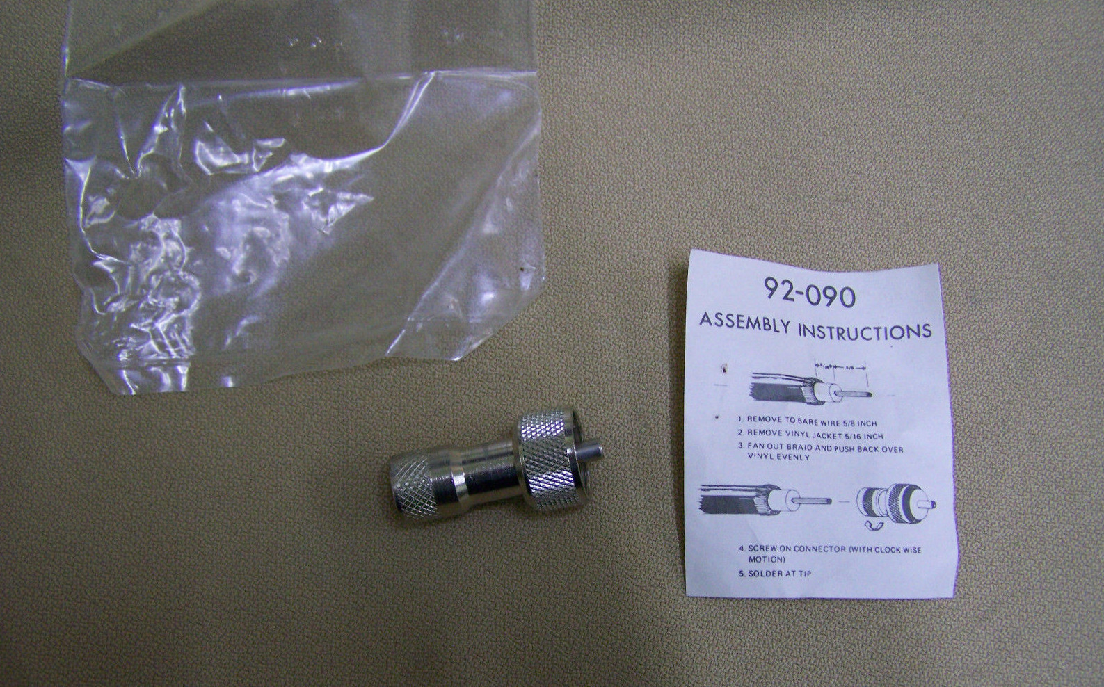 92-090 Screw on/ solder tip connector PL-259 for RG8U CB ham antenna thick wire