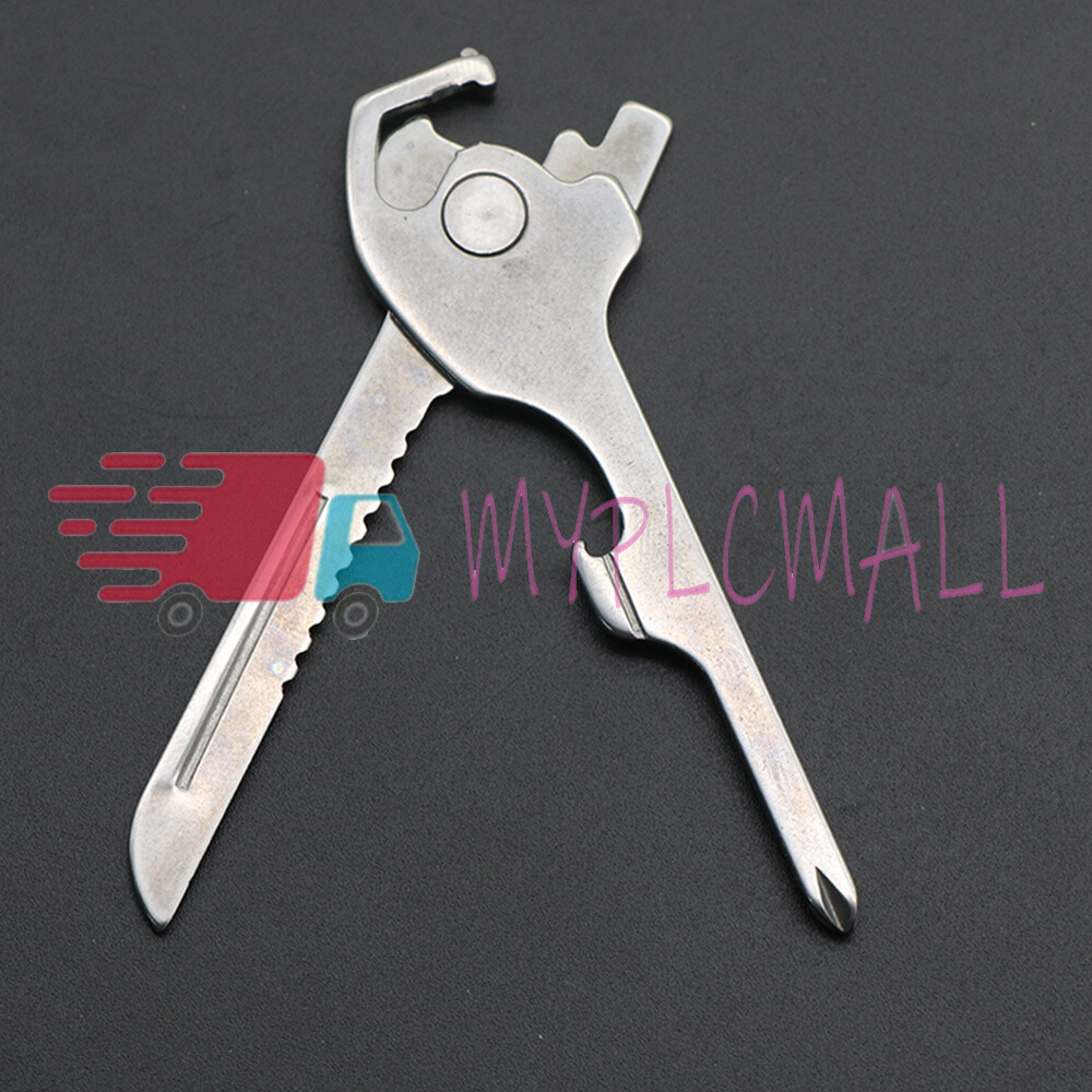 6-in-1 Utili Key Tool Keyring Keychain Gadgets Multifunction Stainless Steel 1PC