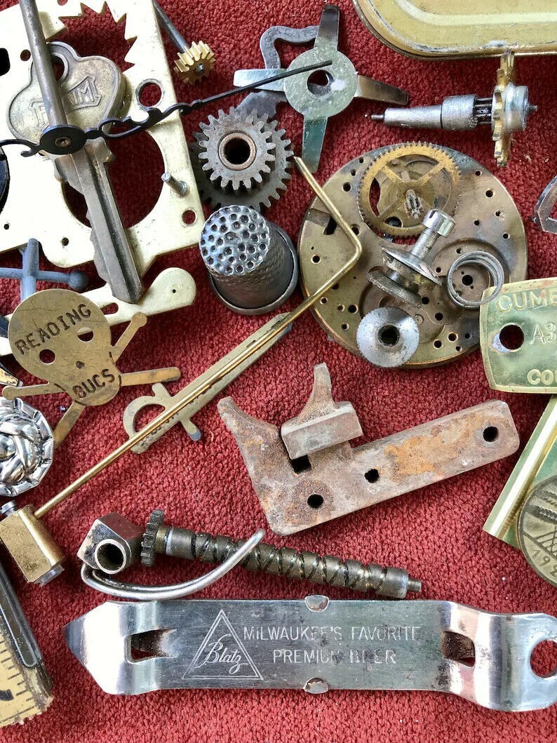 Steampunk 2 pounds MIXED LOT of salvaged items, Parts, mini pieces-GH6