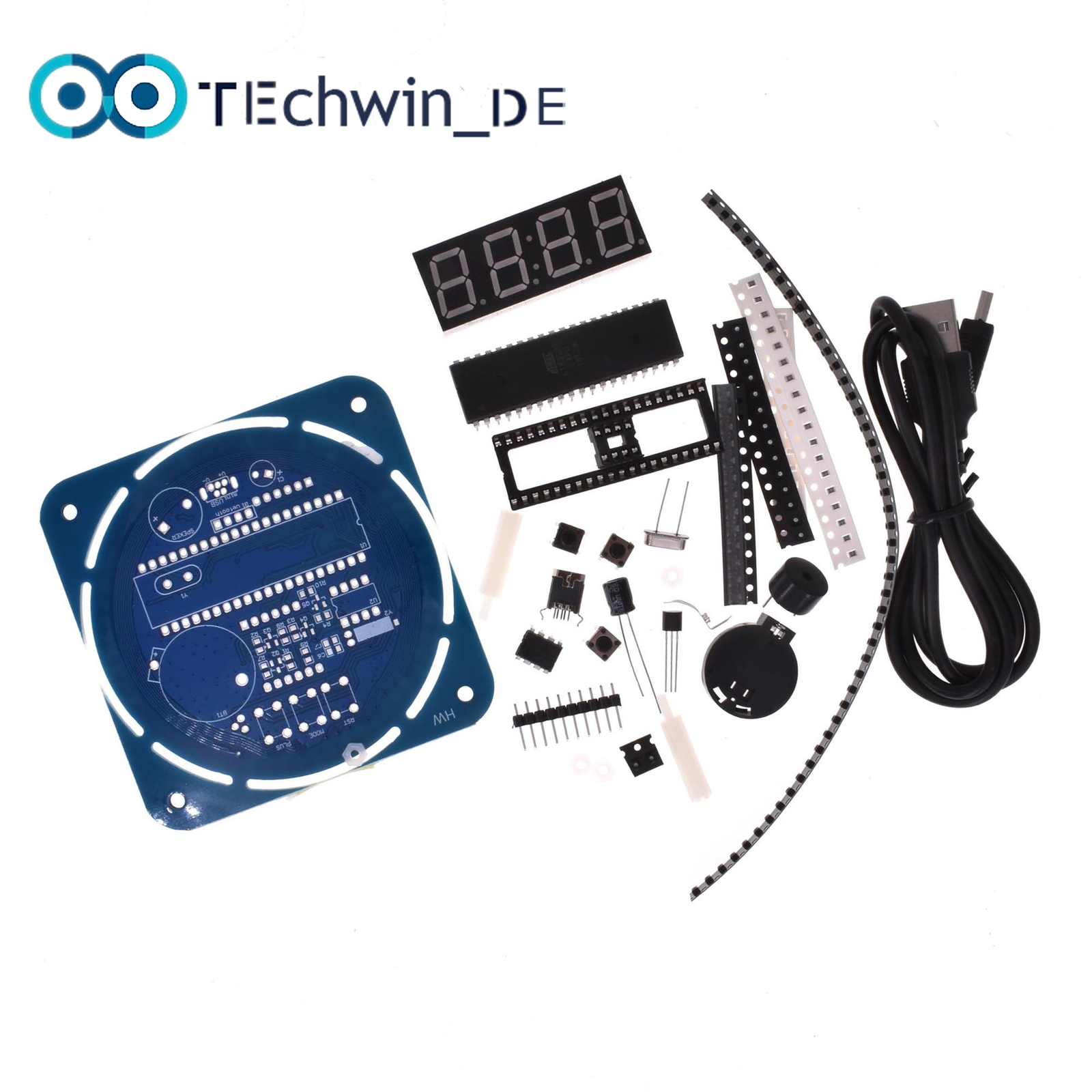 DIY DS1302 Rotating LED Electronic Digital Clock Kit 51 SCM Learning Board 5V