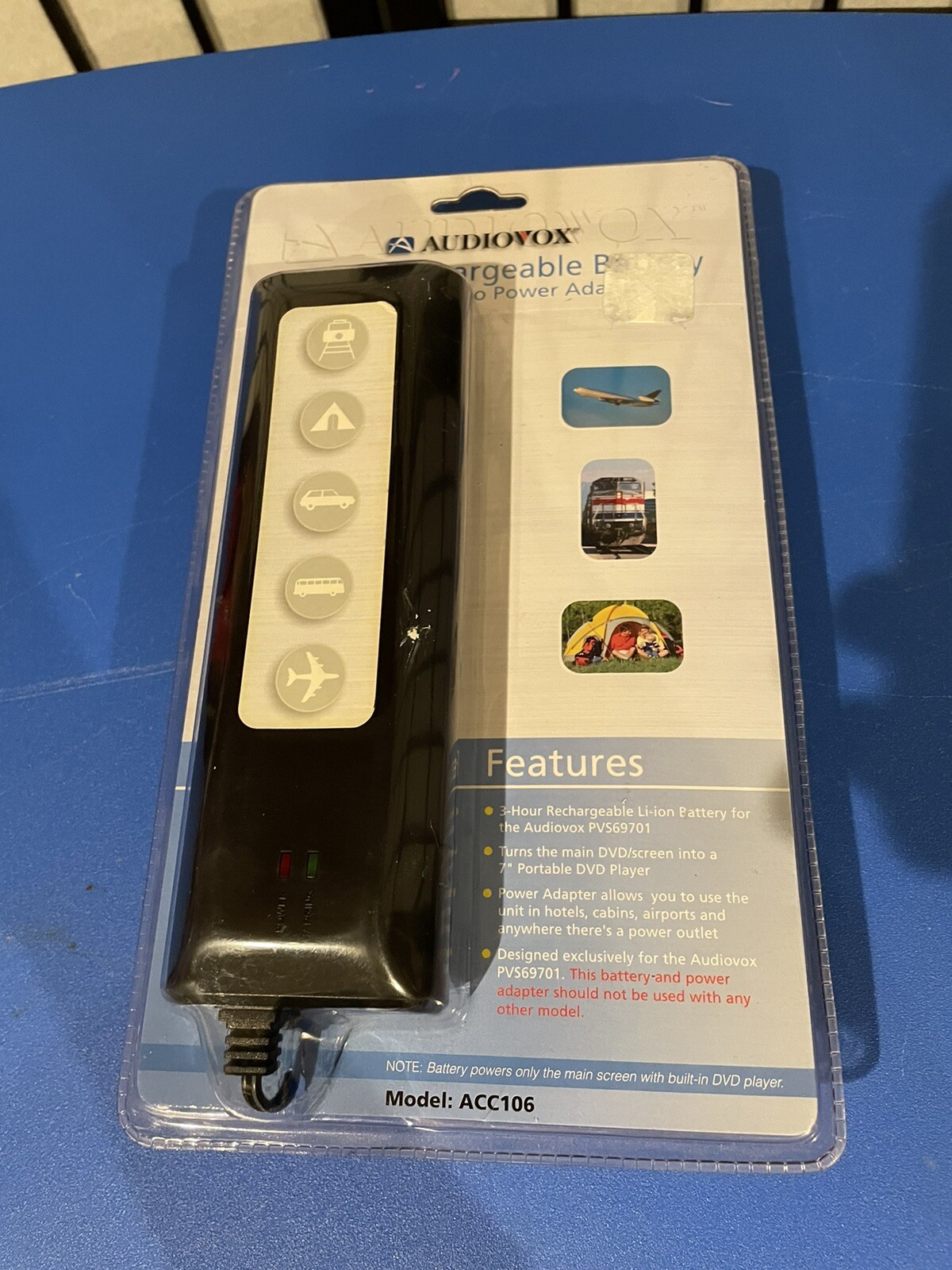Audiovox 3 Hour Rechargeable Battery w/ Home&Go Power Adapter