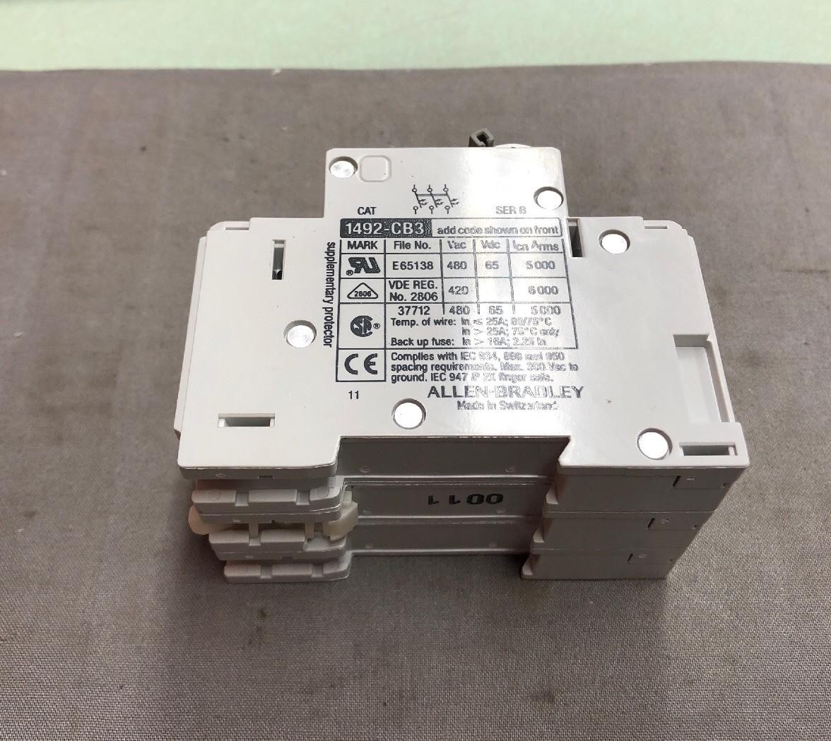 Allen Bradley H050 1492-CB3 SER B 3POLE CIRCUIT BREAKER