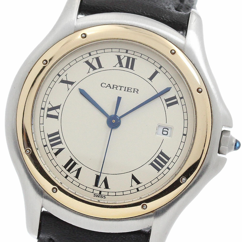 Cartier W350068F Panthère Cougar LM Quartz SS Yellow Gold Leather Men’s Watch