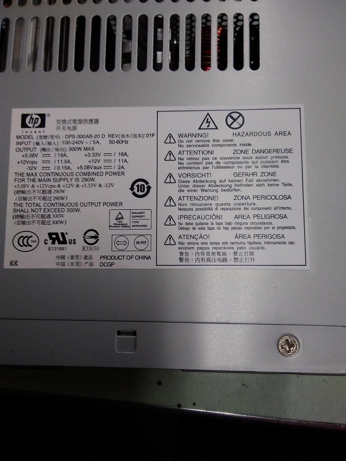 HP DPS-300AB-20 D REV 01F 300W Power Supply
