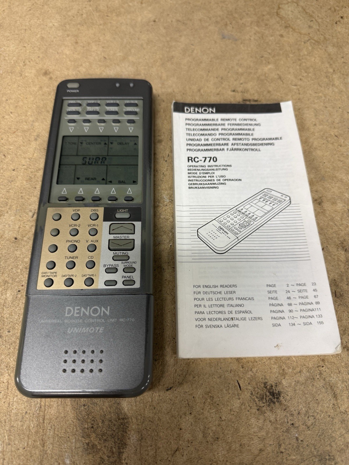 Denon Universal Remote Control Unit Unimote RC-770 Tested + Manual