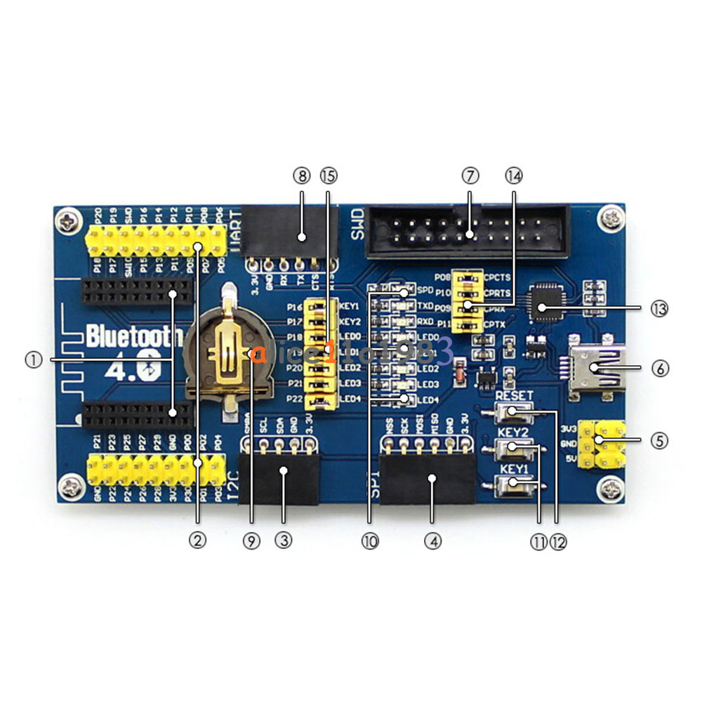 BLE400 Mother Board for nRF51822 BLE4.0 Bluetooth 2.4G Wireless Module Expansion