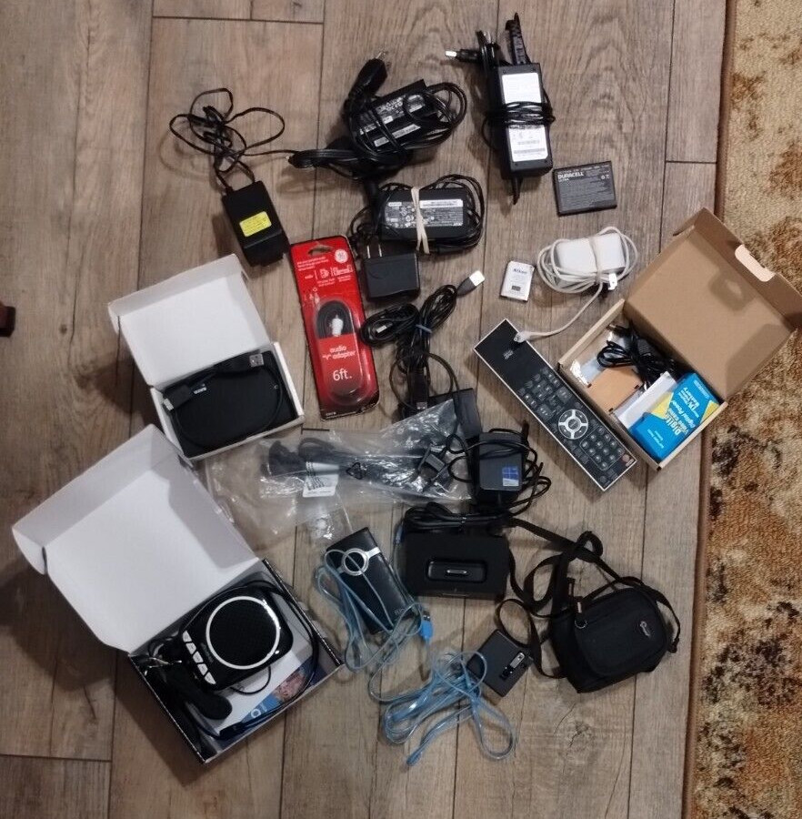 Lot Random Tech Box – Electronics Cables Chargers Cases Power IPad Amplifier etc