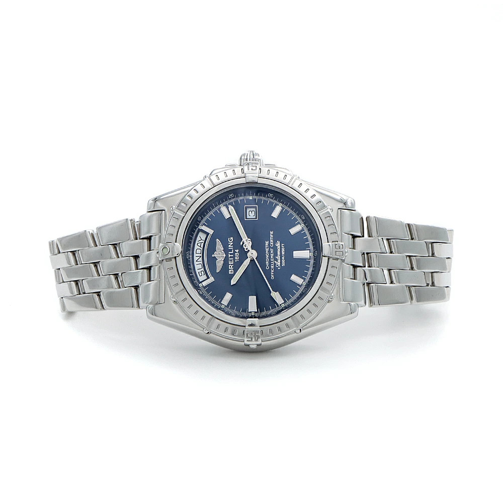 BREITLING Headwind Waterproof Day-Date Navy Stainless Steel Mens Automatic Watch