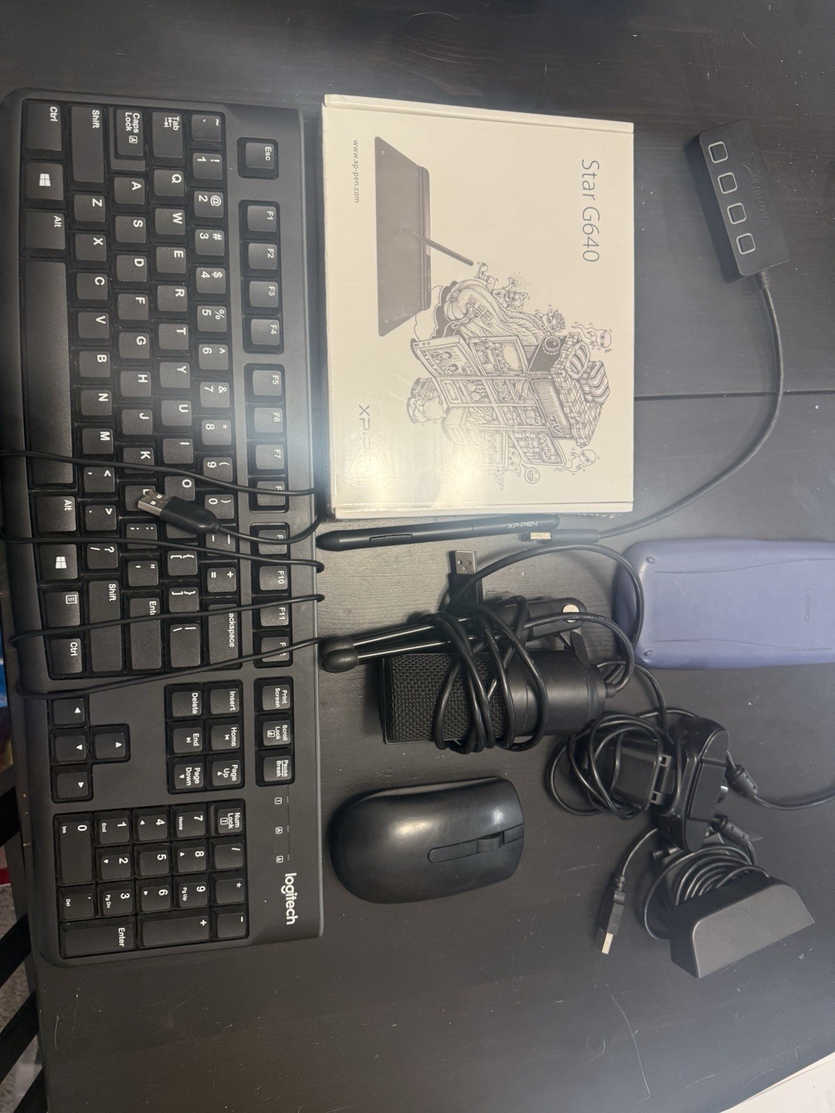 Logitech Keyboard Mouse, XP-Pen Star G640 Tablet, Casio Calculator Mixed Lot