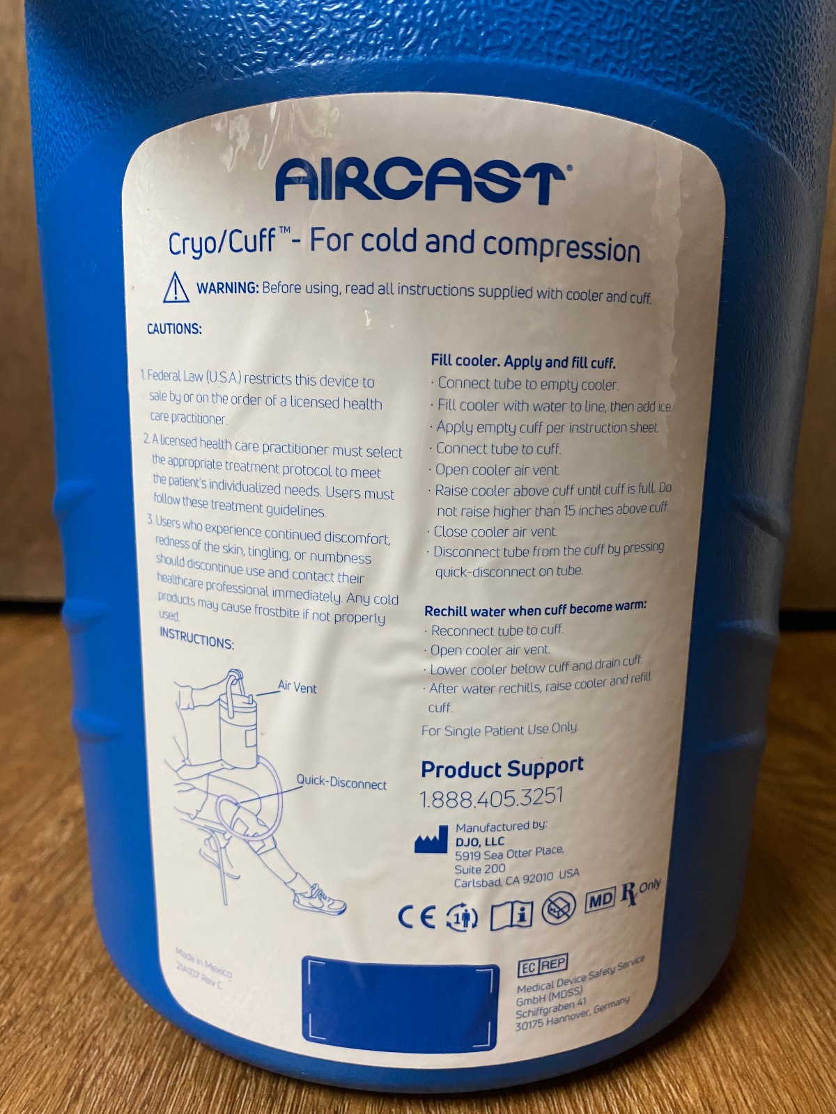 Aircast Cryo/Cuff Ice Therapy Gravity Cooler, Hose, Med Knee Cuff, Complete Set