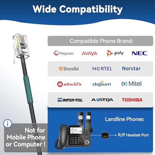 Wantek Corded Office Phone Headset Mono Noise Canceling Mic RJ Connector