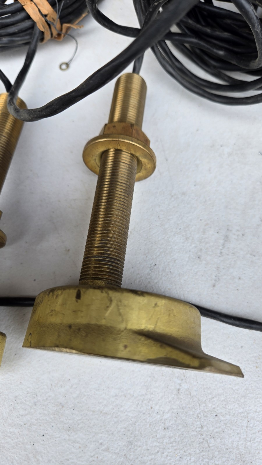 Vintage Solid Brass Thru-Hull Marine Transducers,Parts-Classic Boat Restoration