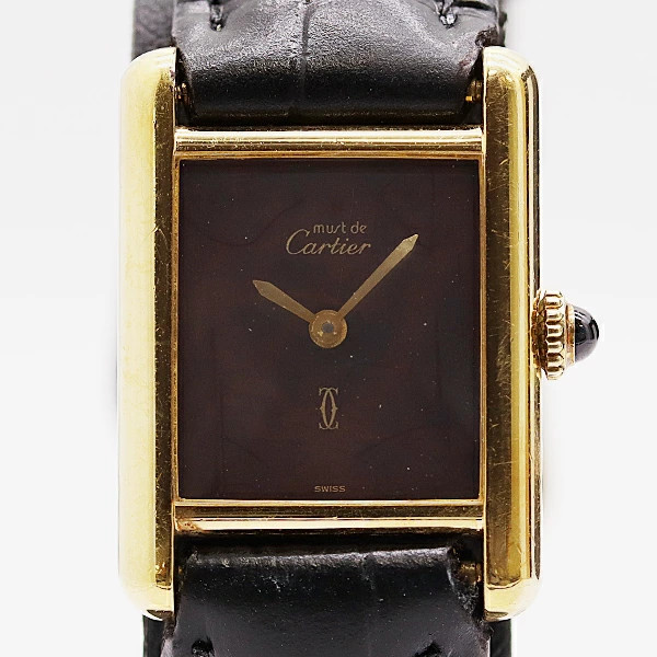 Cartier Must Tank SM SV925 Manual Winding Women’s Watch Square Dial Card Auth