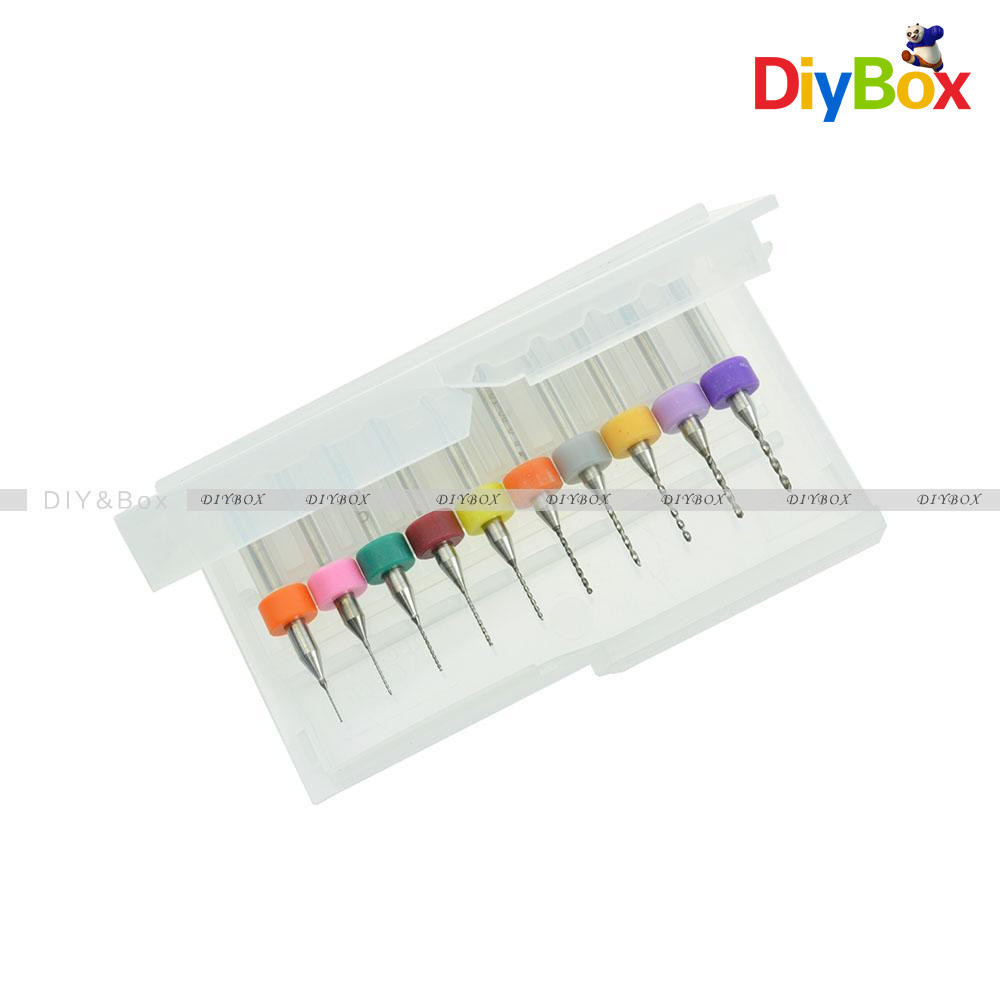 10Pcs/Set PCB Print Circuit Board Carbide Micro Drill Bits Tool 0.3mm to 1.2 mm