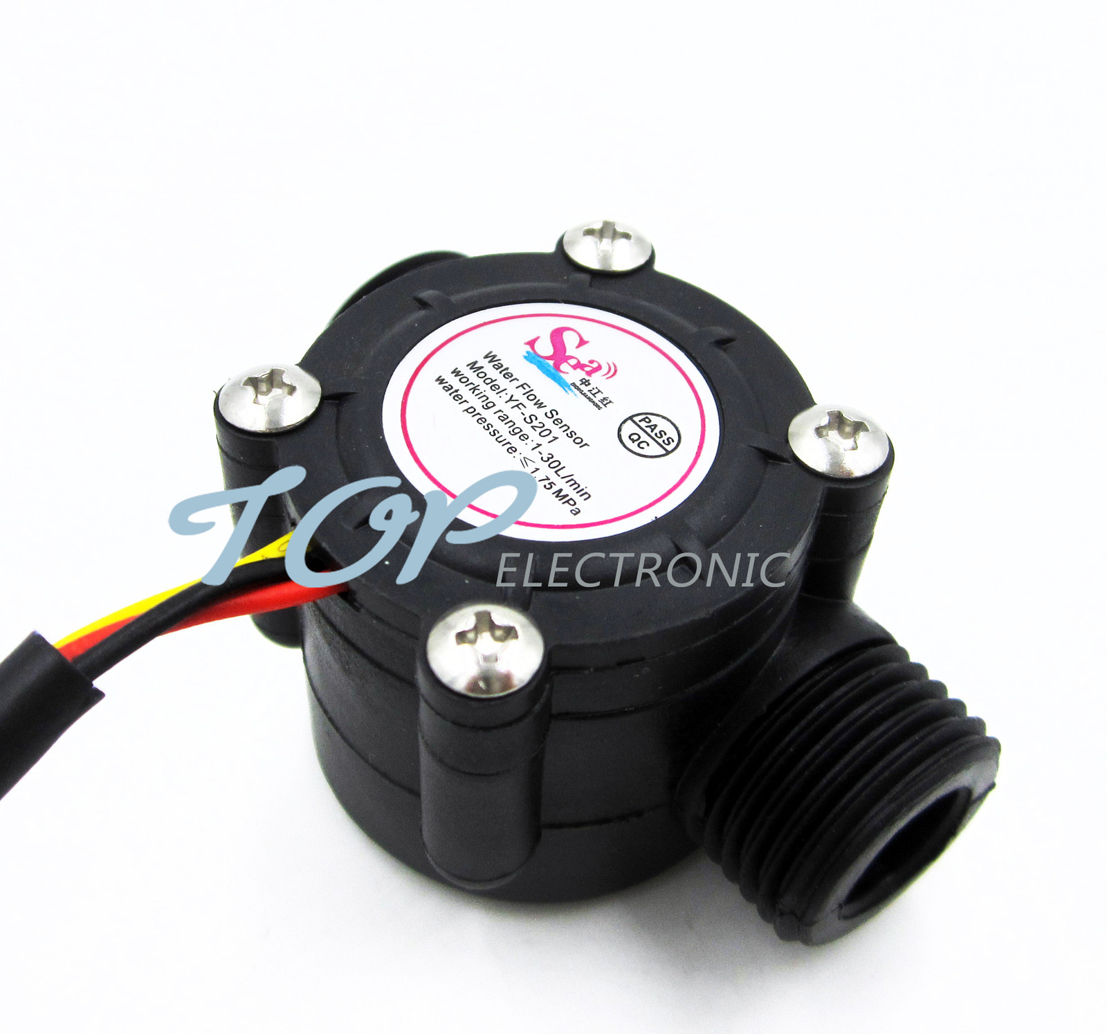 Water flow sensor flowmeter Hall flow sensor Water control 1-30L/mi black M100