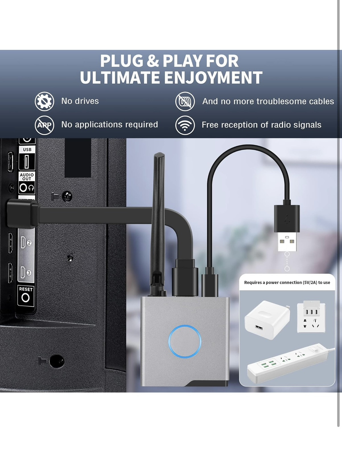 Wireless HDMI Display Dongle Adapter, Wireless Receiver, Streaming Media Video/A