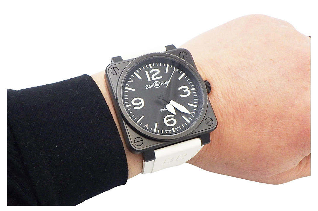 Bell & Ross BR01-92-S-06119 Aviation Black Dial Automatic White Rubber Watch