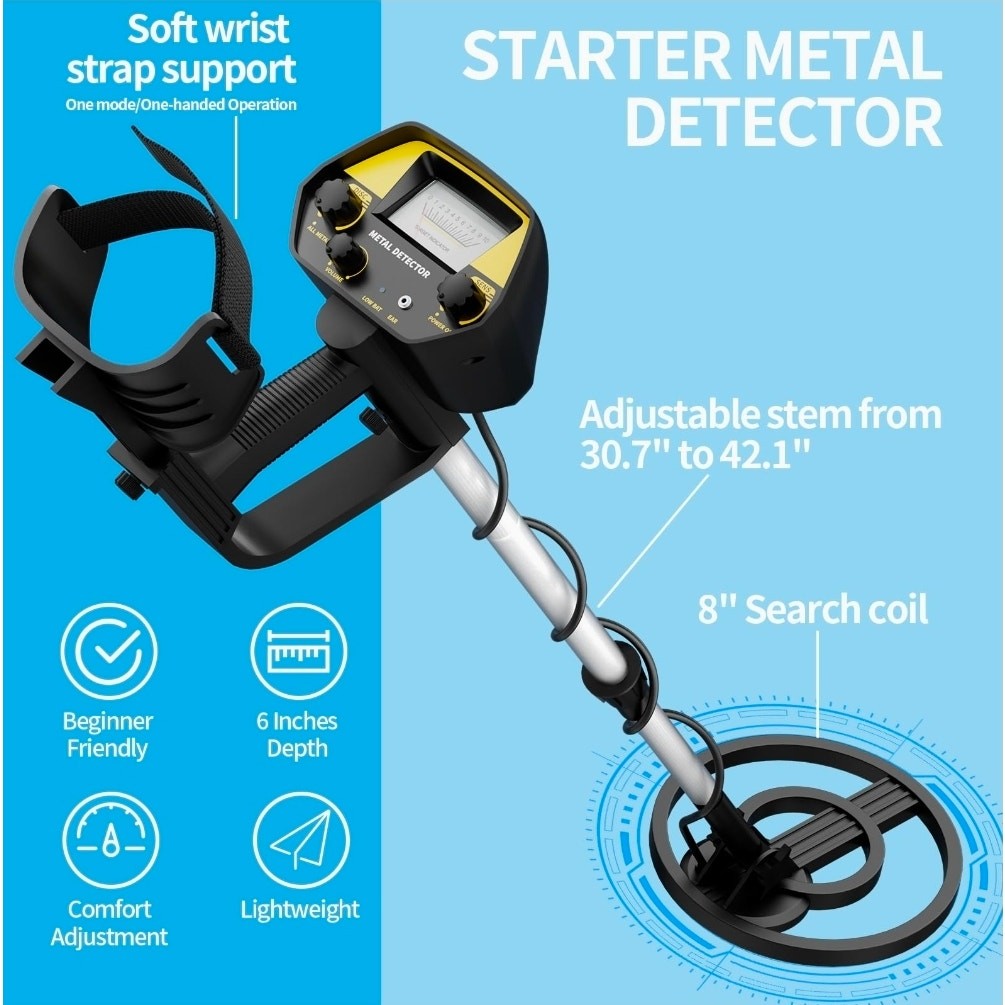 Metal Detector Lightweight 2.8lbs with 8″ Search Gold & Coins with Headphones –