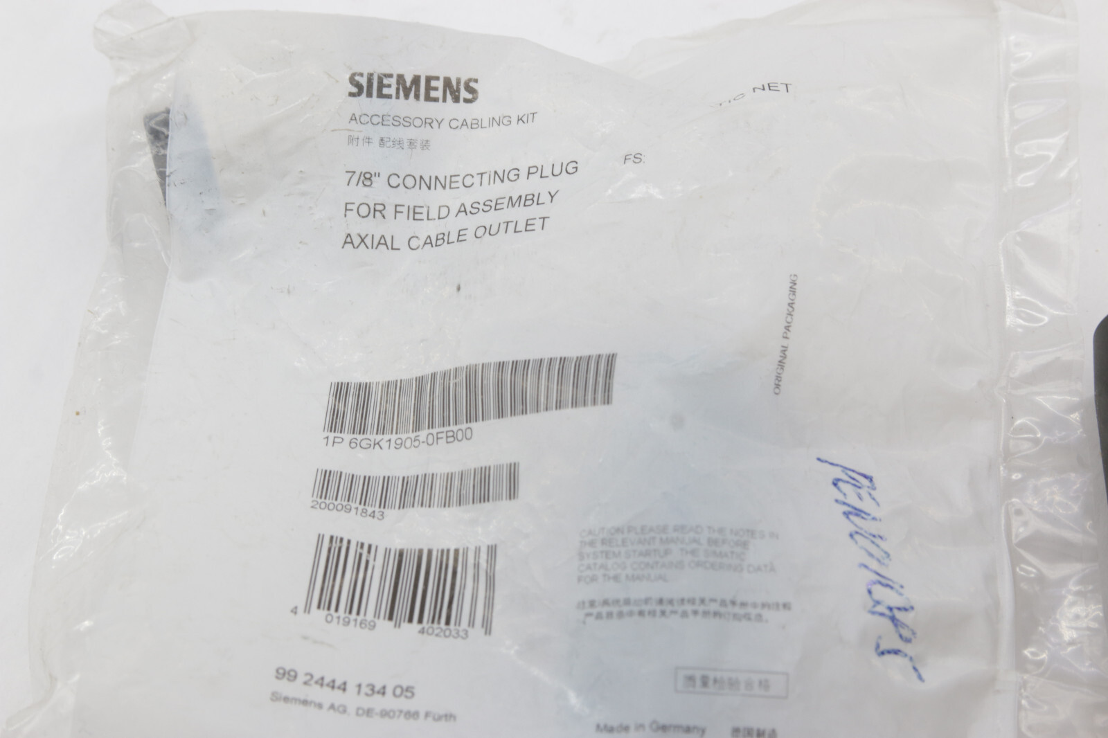 Siemens 6GK1905-OFB00 Cable 7/8″ Connecting Plug LOT (1) NEW (1) USED (1) PARTS