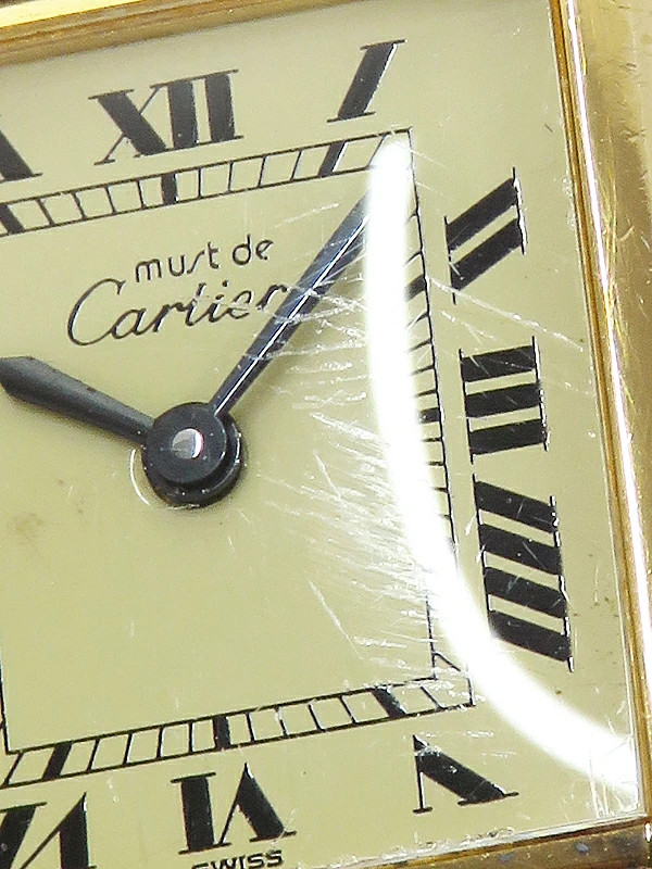 Cartier Must Tank Vermeil SM Ladies Hand Wound Watch Square Dial Box Accessary