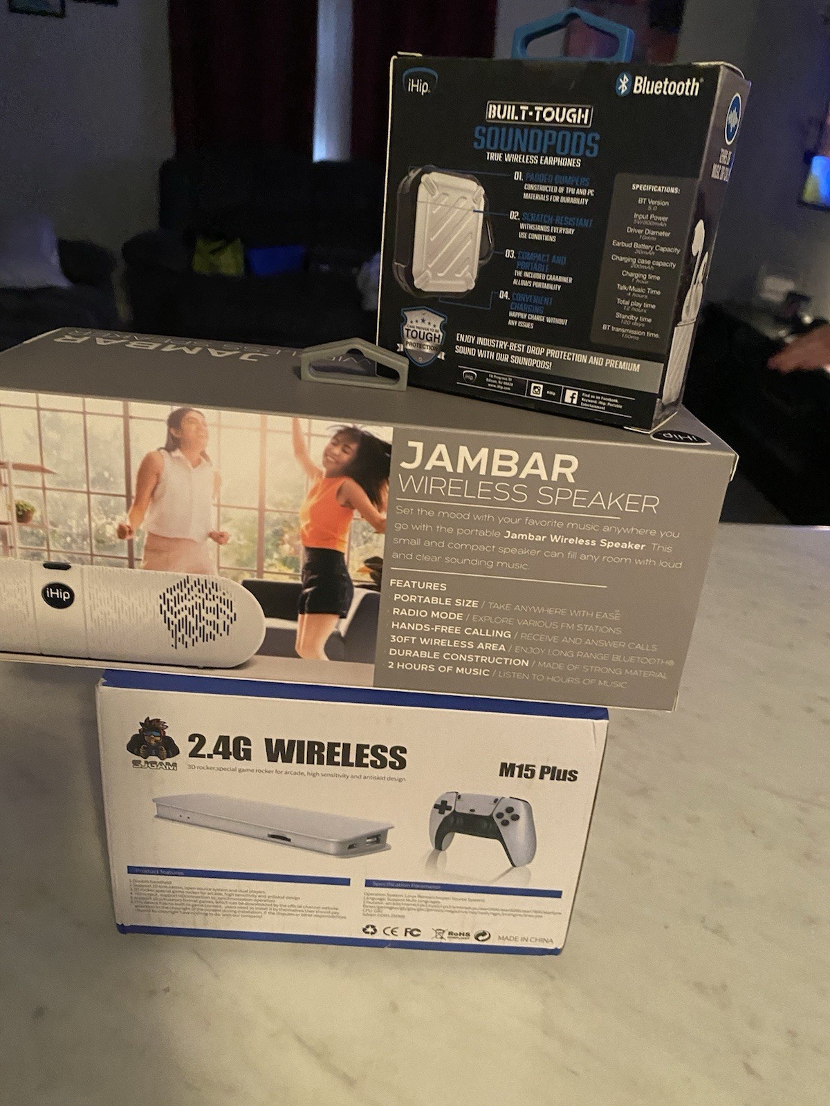 iHip Jambar Wireless Speaker, Built-Tough Soundpods Earphones, SGAM M15 Plus Co…