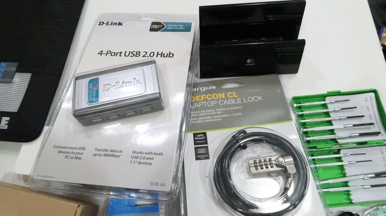 Lot of Mixed Electronics-lenovo,dynex,logitech,apple,tools,Targus, NB,D-Link