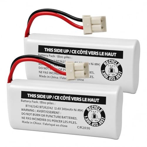 2-Pack 2.4V Ni-MH Battery for VTech Cordless Phone BT162342 BT262342 Replacement