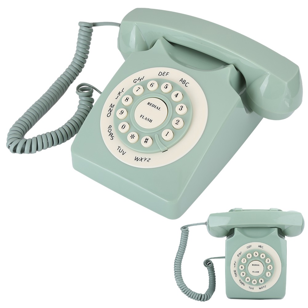 Vintage Green Telephone Clear Button Office Home High Quality Trending