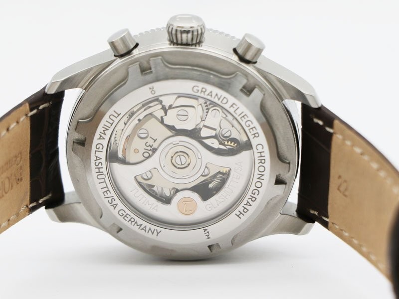 Tutima Grand Flieger Airport Chronograph 6407-03 Auto Leather Strap Mens Watch