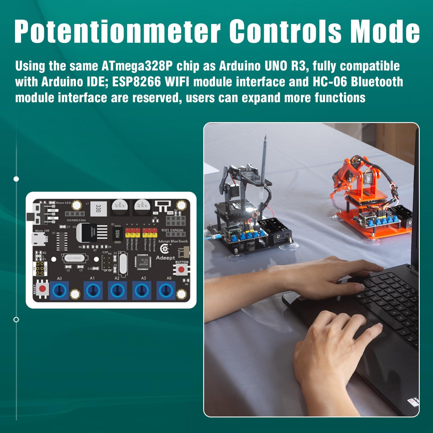 5DOF Robotic Arm Kit Compatible with Arduino IDE, Programmable DIY Coding STEM E