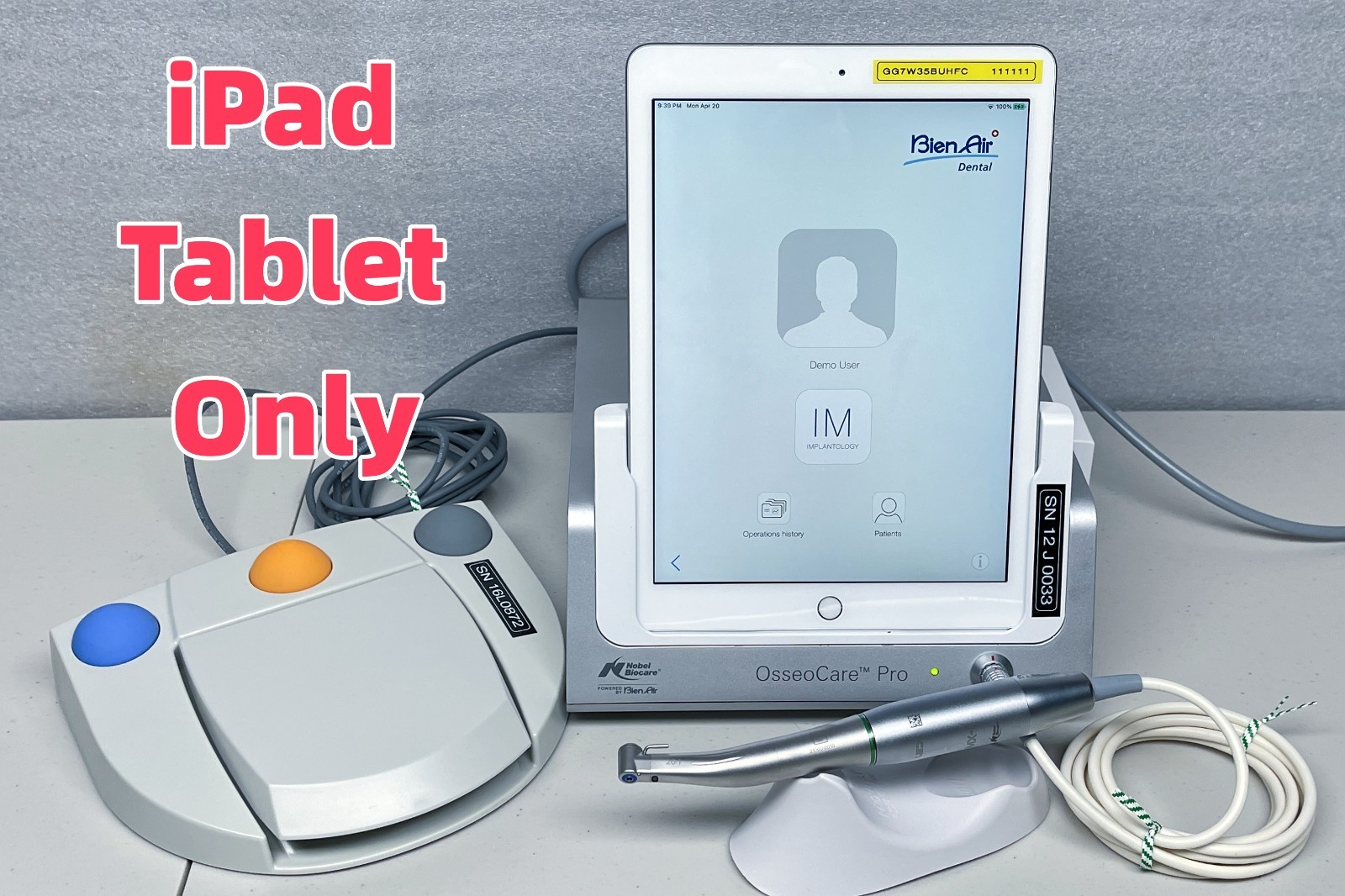 🚩Ipad Tablet Only for Bien Air iChiropro, With installed iChiropro 2 APP