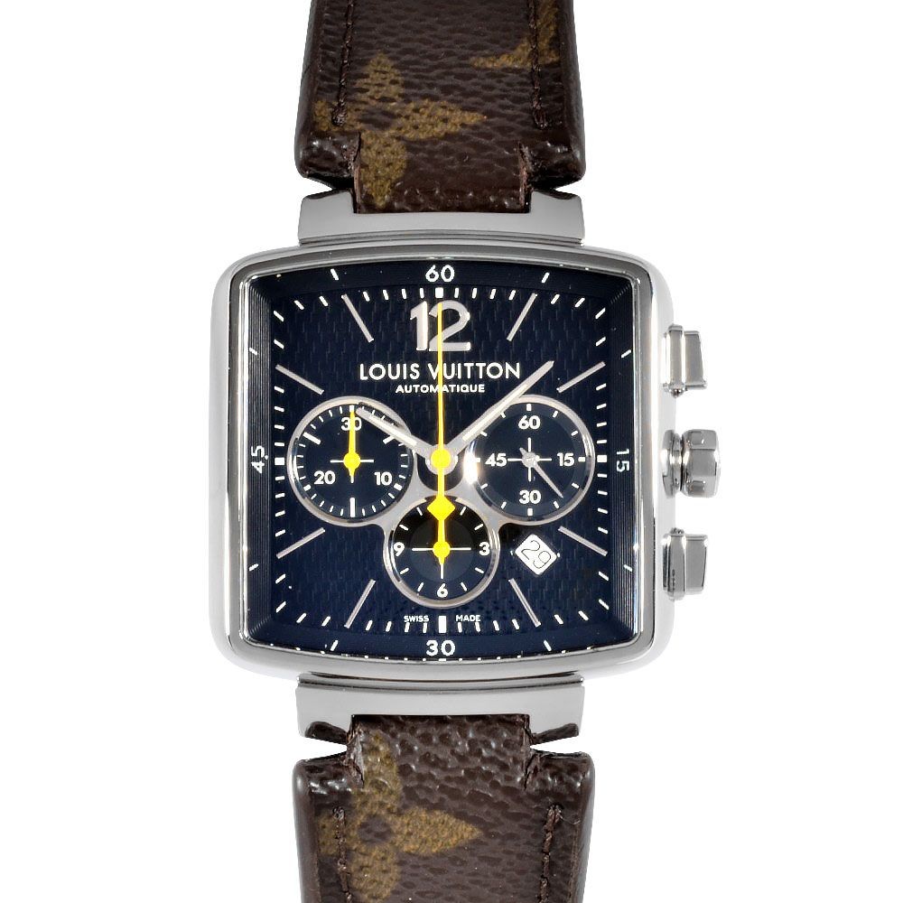 LOUIS VUITTON Watch Speedy Chronograph Q212G Navy Dial Square Monogram w/Box