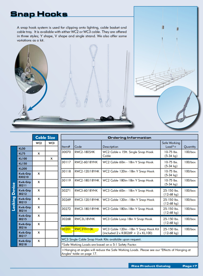 RIZE ENTERPRISES RWC3YH10K 30201 10FT SNAP HOOK HANGER (2 per bag) NEW 1317302