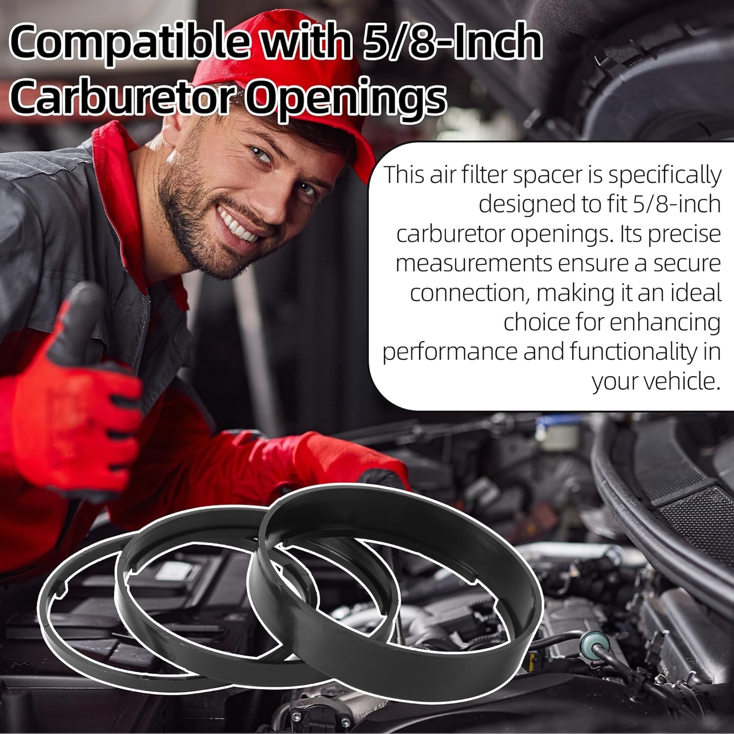 (3-pack) Air Cleaner Spacer for Carburetor,Air Cleaner Risers Kit, Air Filter