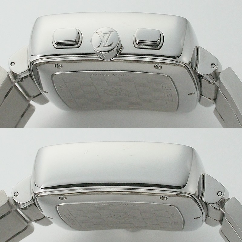 LOUIS VUITTON Watch Speedy Q2121 Chronograph Damier Bracelet Ice Blue Dial SS