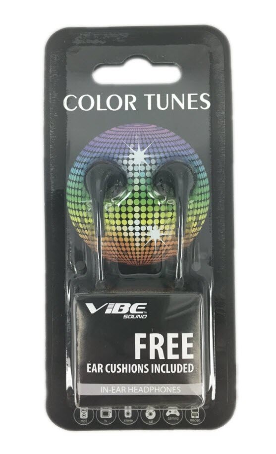 Vibe Color Tunes VS-120-BLK In-Ear Stereo Headphones Black Quantity Discount
