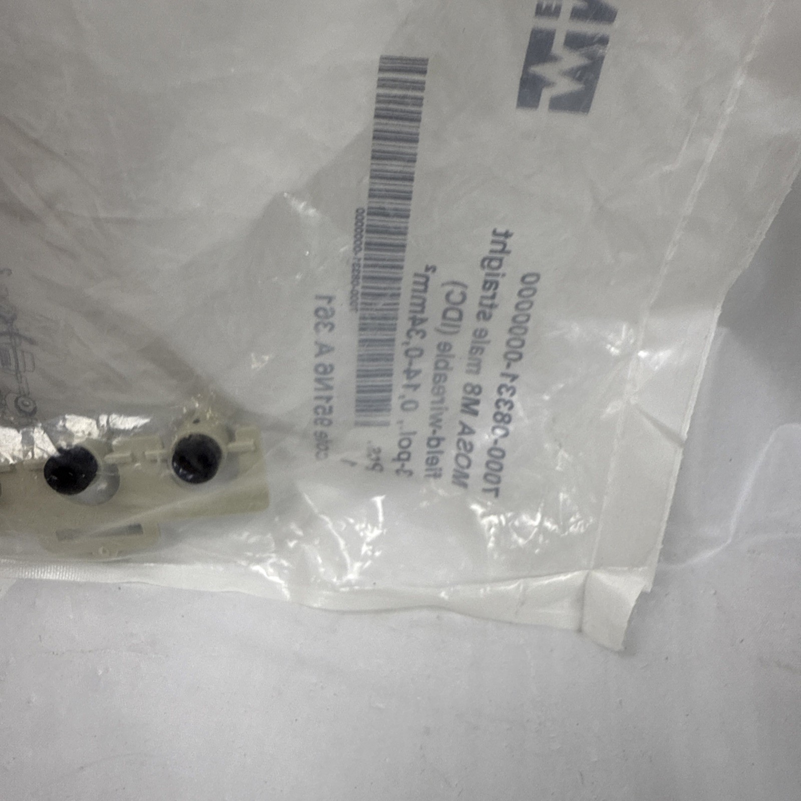 MURR 7000-08371-0000000 M8 FEMALE ST FIELD WIREABLE 3 PIN – NEW IN ORIG. BAG