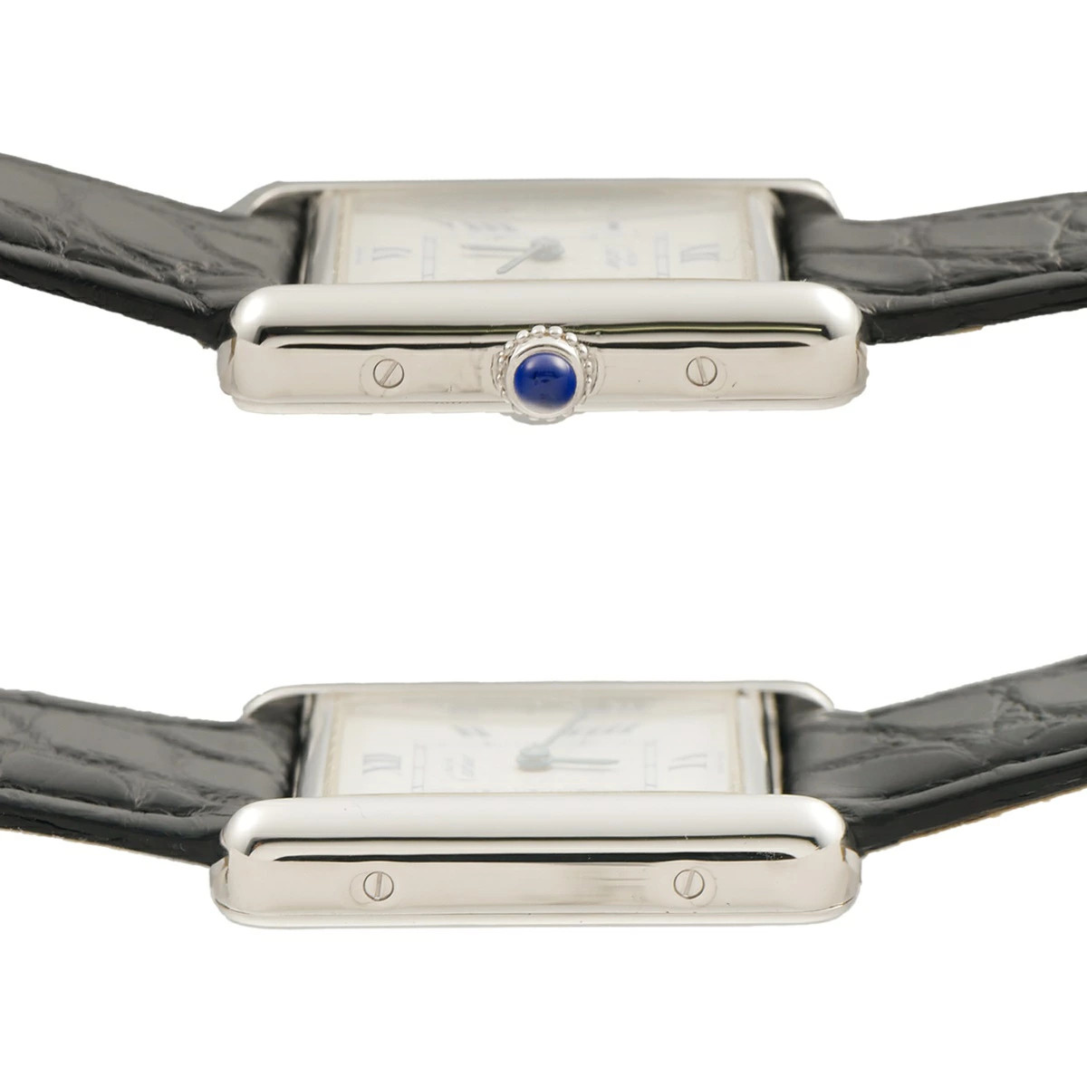 Cartier Must Tank SM Silver W1008354 White Dial Leather Bracelet Quartz Ladies