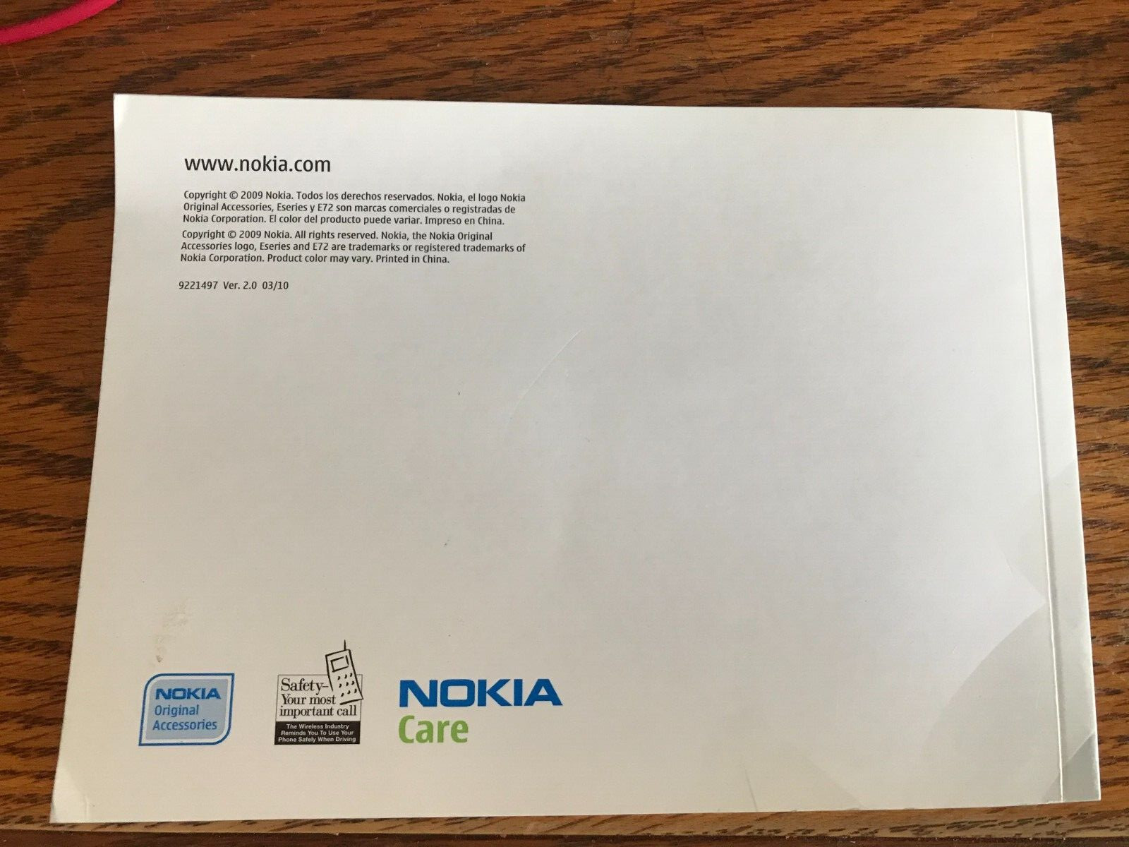 NOKIA PARTS BH-216 Bluetooth CR-115 Car holder WH-205 Earphones Manual for E72
