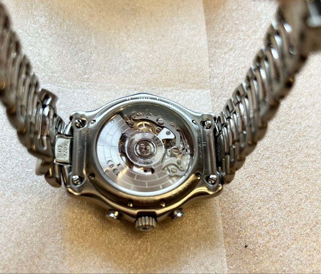 EBEL Chronograph 1911 Automatic Wristwatch Black Dial Skeleton Caseback Men