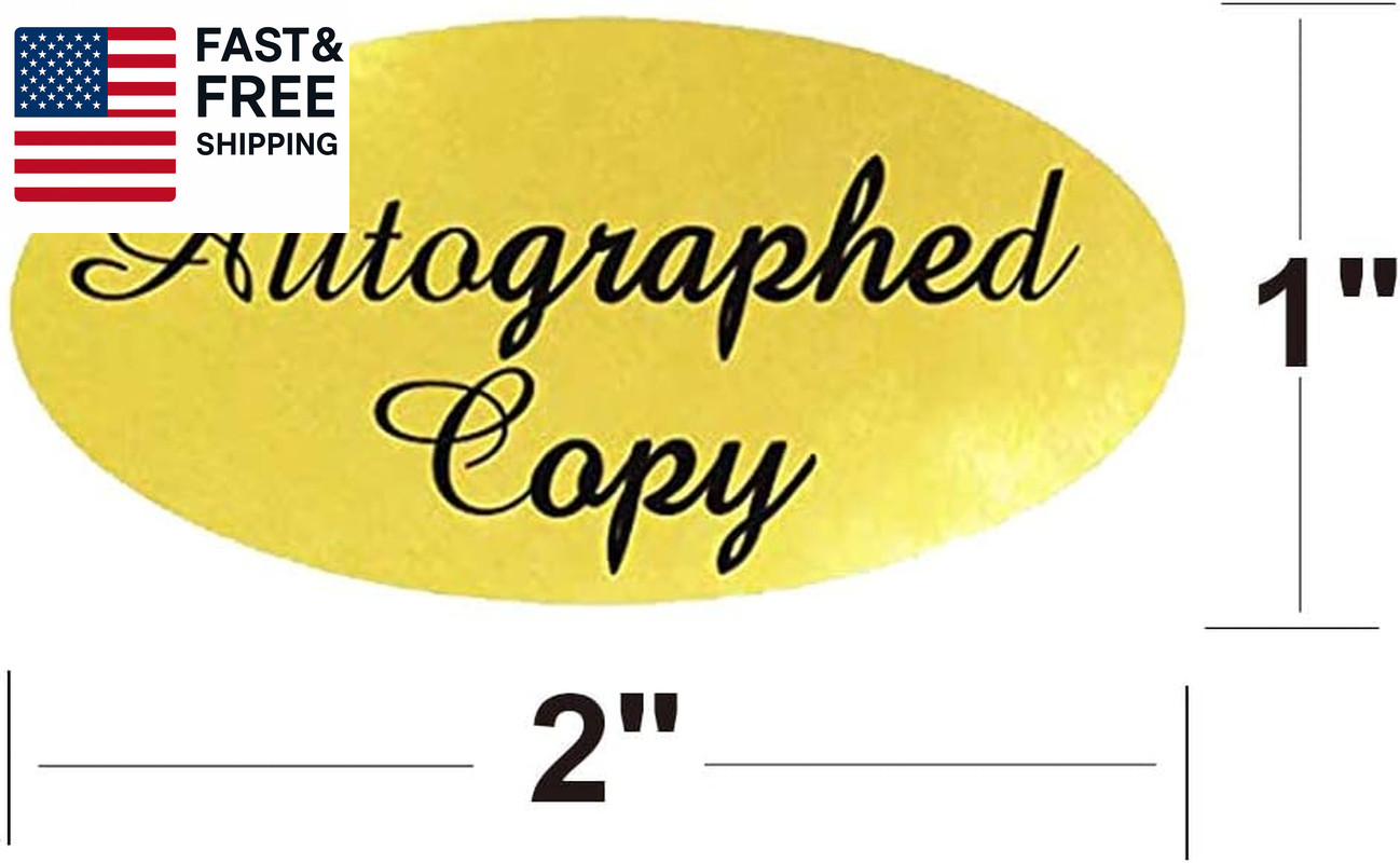 1008 PCS ‘Autographed Copy’ Stickers-1 X 2Inch Oval Gold Foil Labels Gold Foil