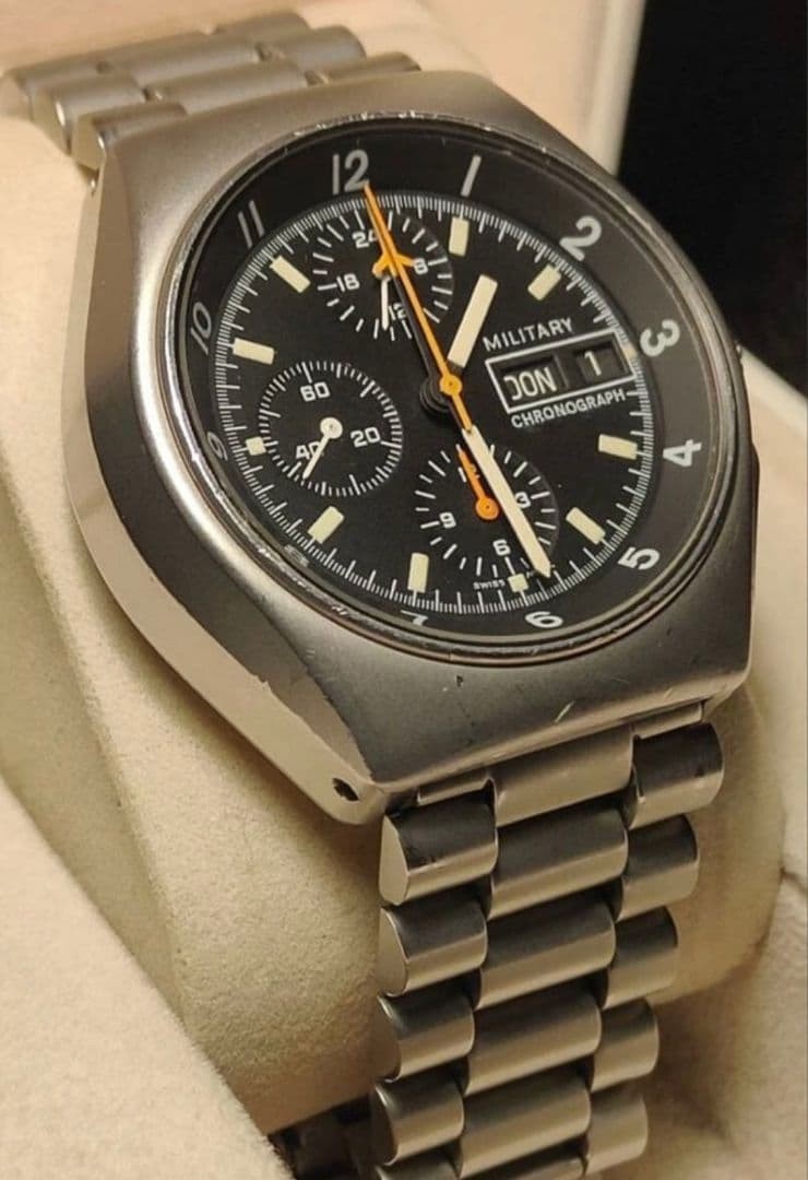 Tutima Military Chronograph Lemania 5100 Automatic Vintage Mens Watch