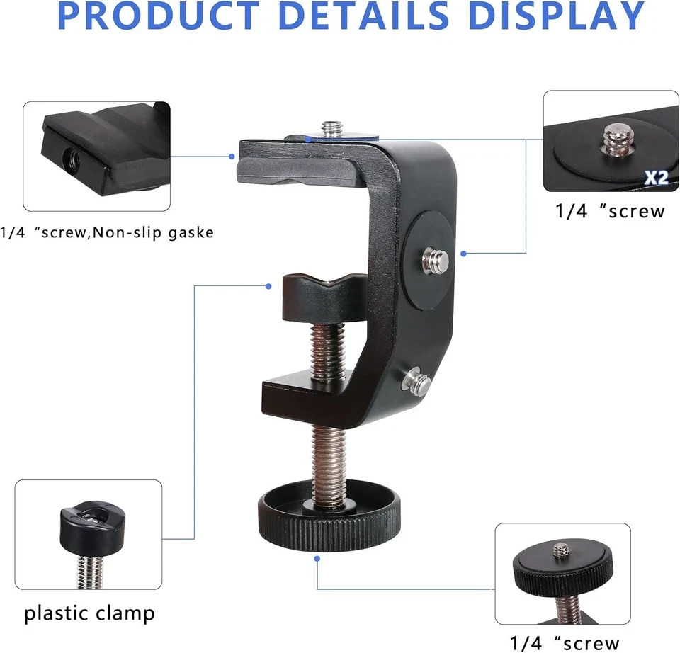 “C Clamp Camera Clamp Mount with 1/4″” Screw for Photo Studio Video “