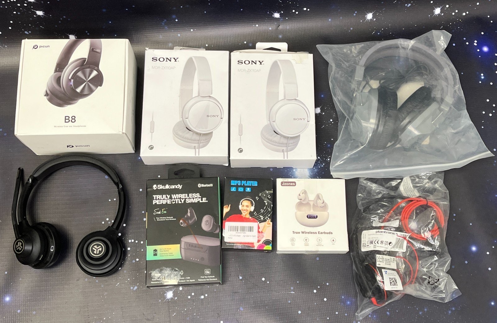 (LOT OF 9) Mixed Headphones/Earbuds – Sony Plantronics JLab Skullcandy… (READ)